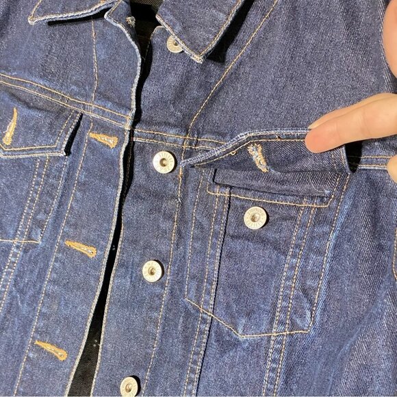 Vintage Reflect Jeans Oversized Dark Wash Button Up Denim Jean Jacket M - Picture 10 of 13